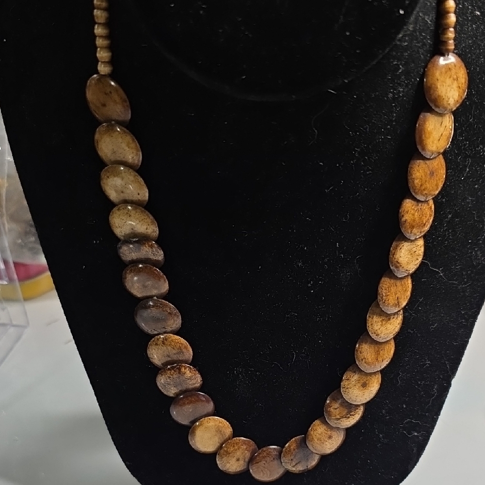 Elegant Brown Beaded Necklace Rock App Says Picture Jasper 18"